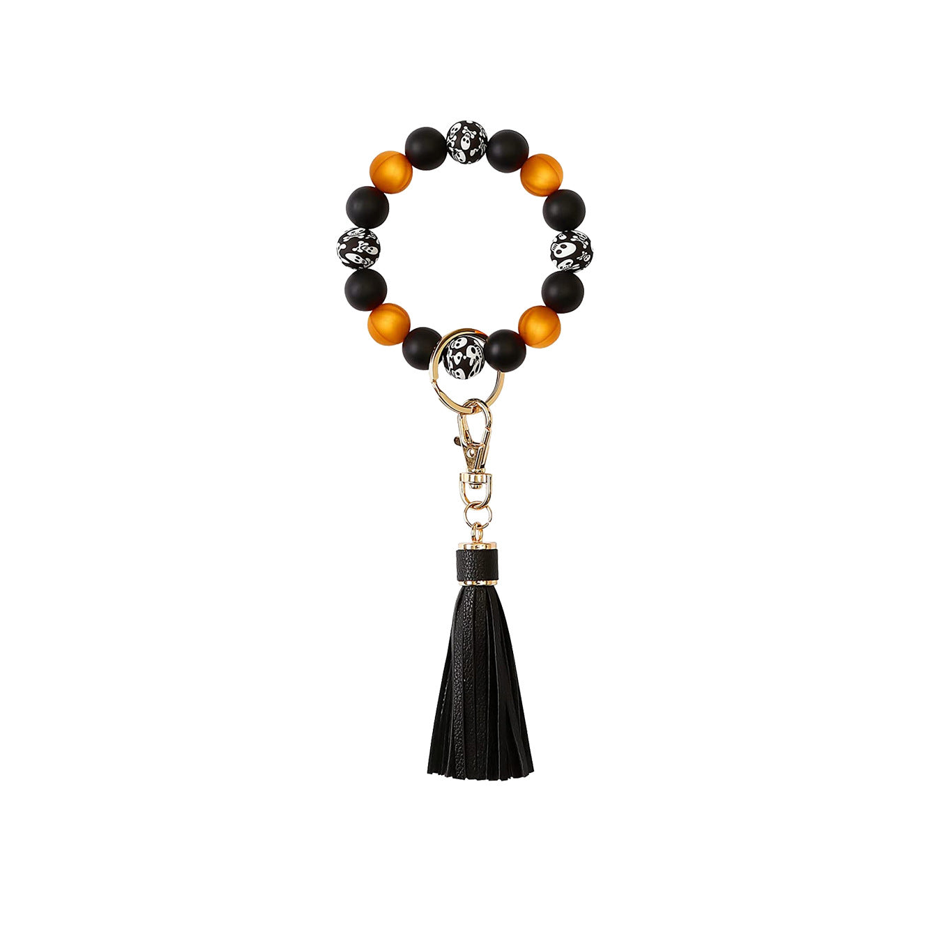 Wholesale Circular Skull Silicone Beads Wrist Keychain